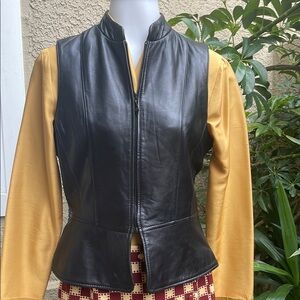 Vintage Black Leather Vest for Women